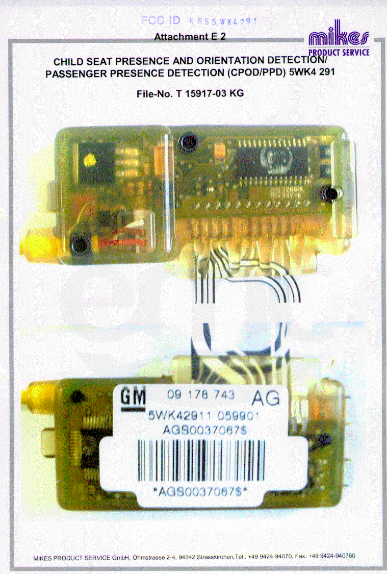 Child Seat Presence and Orientation Detection/Pass - FCC ID KR55WK4291 - Continental Automotive Technologies GmbH (4)