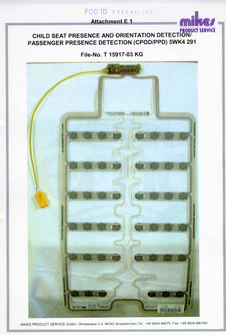 Child Seat Presence and Orientation Detection/Pass - FCC ID KR55WK4291 - Continental Automotive Technologies GmbH (2)