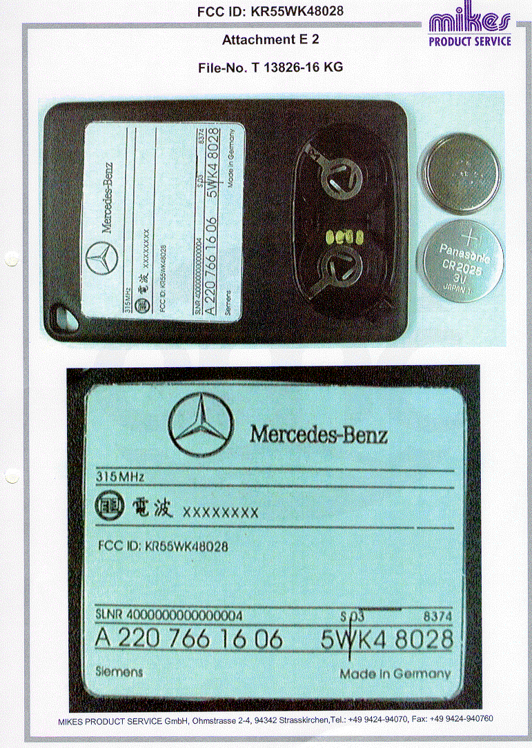 Car Security Remote Control - FCC ID KR55WK48028 - Continental Automotive Technologies GmbH (2)
