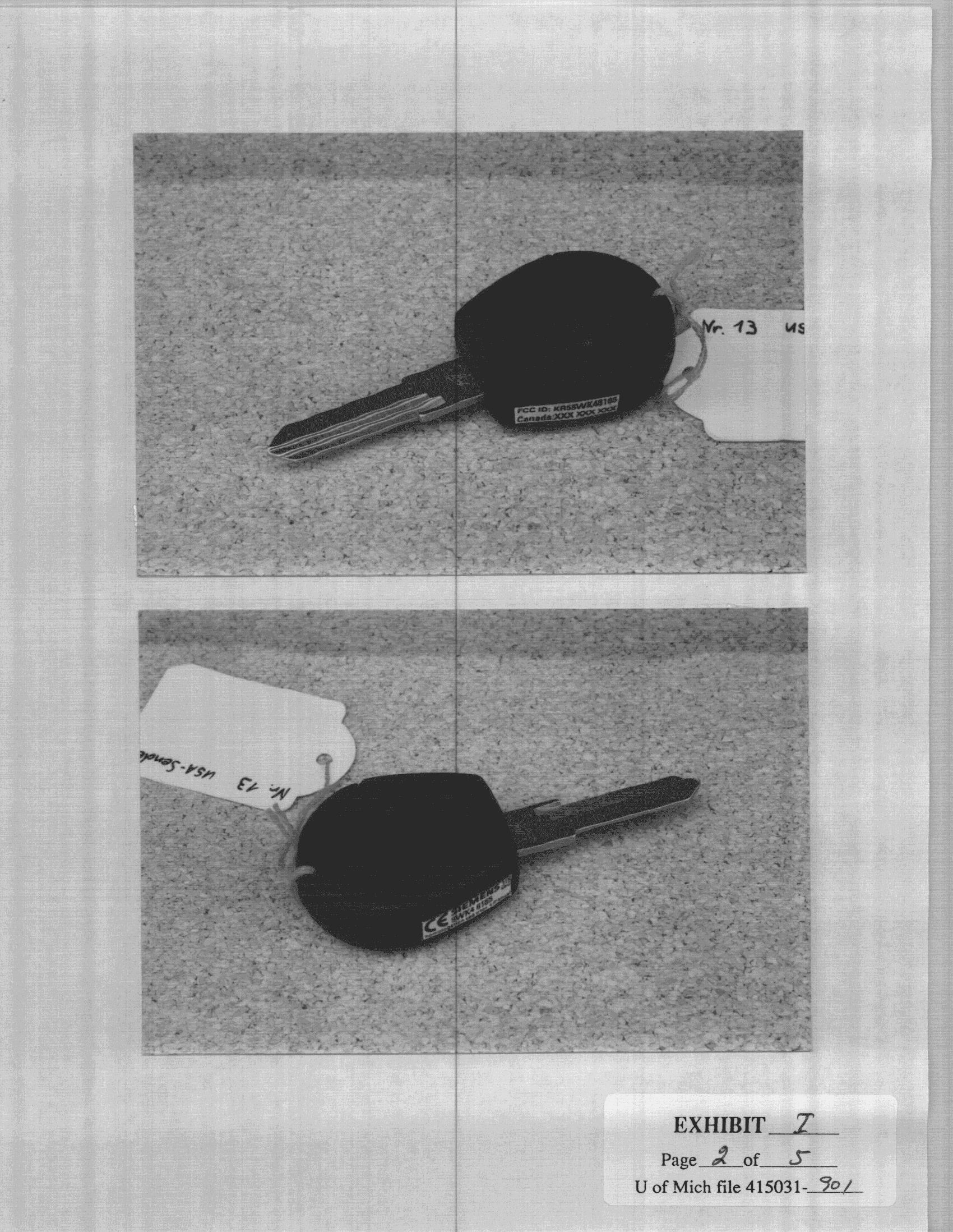 Automobile ignition security key - FCC ID KR55WK48165 - Continental Automotive Technologies GmbH