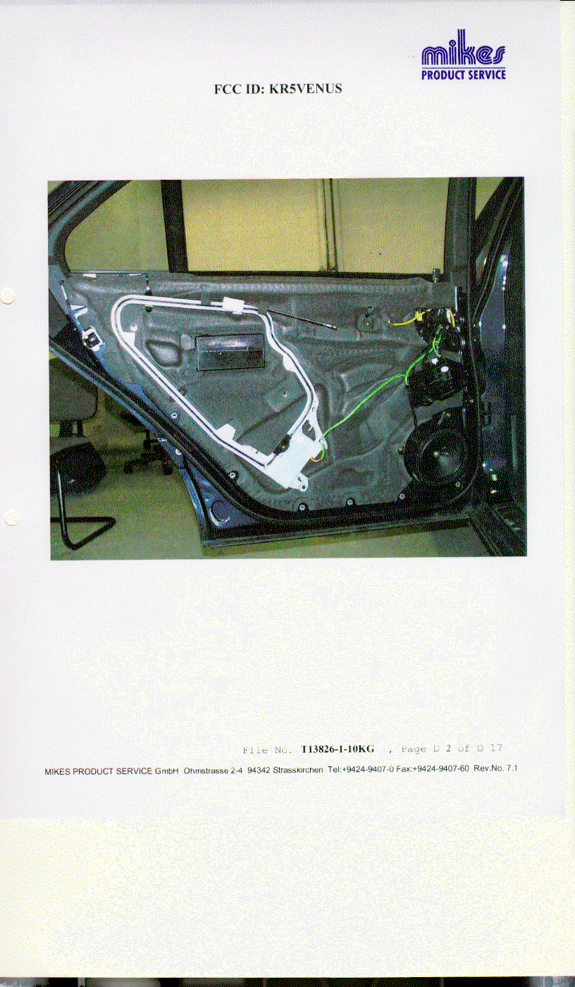 Immobilizer System - FCC ID KR5VENUS - Continental Automotive Technologies GmbH (2)