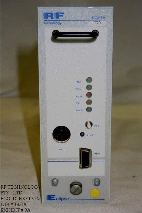 VHF Transceiver - FCC ID KRET70A - RF Technology Pty Ltd