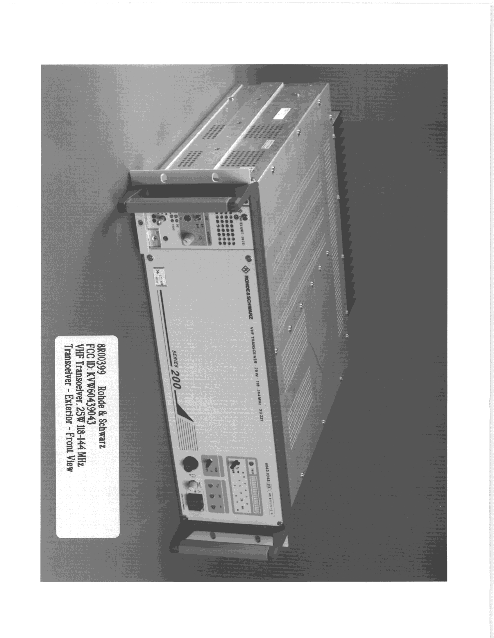 TNB - Licensed Non-Broadcast Station Transmitter - FCC ID KVW60439043 - Rohde & Schwarz GmbH & Co KG
