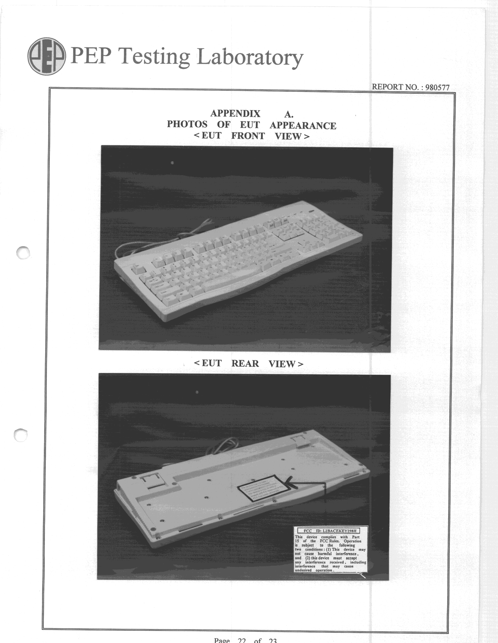 USB Keyboard with HUB - FCC ID L2BACEKEY298H - Solid Year Co Ltd (3)