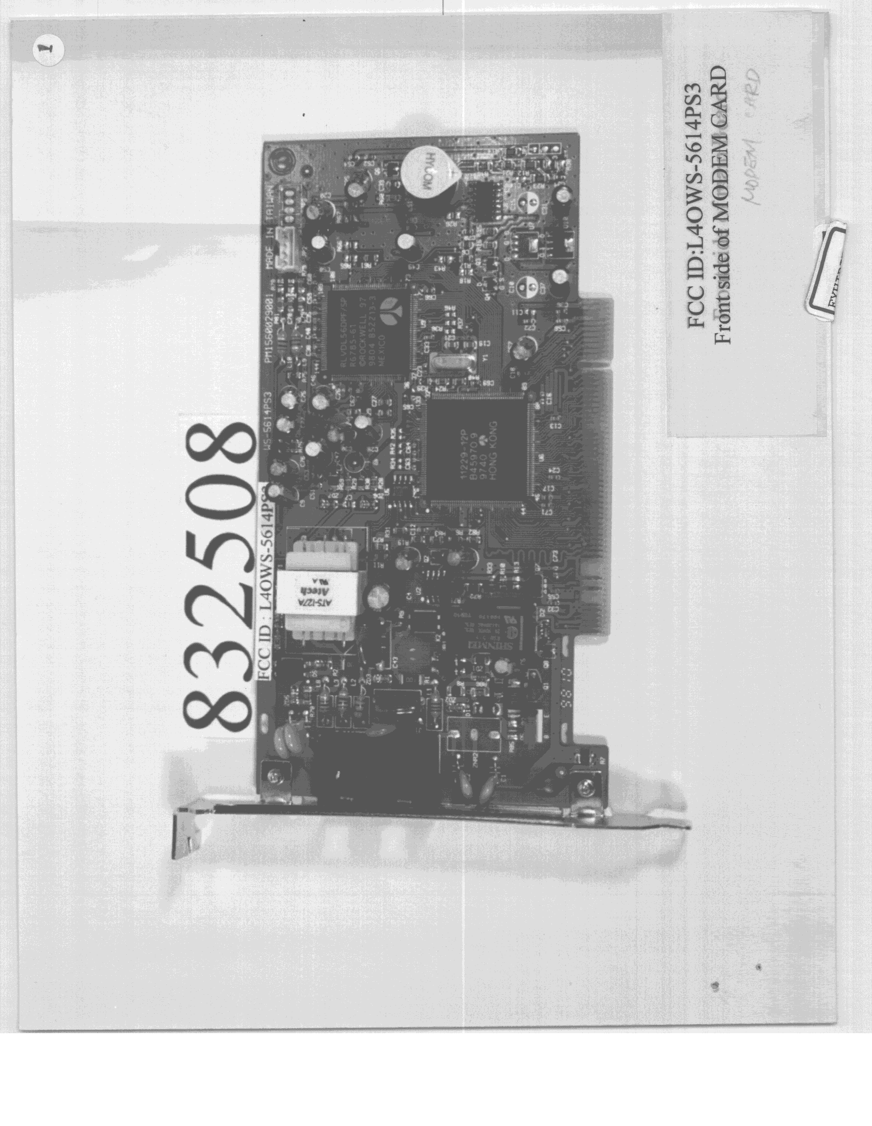 56k Modem Card - FCC ID L4OWS-5614PS3 - CIS Technology Inc