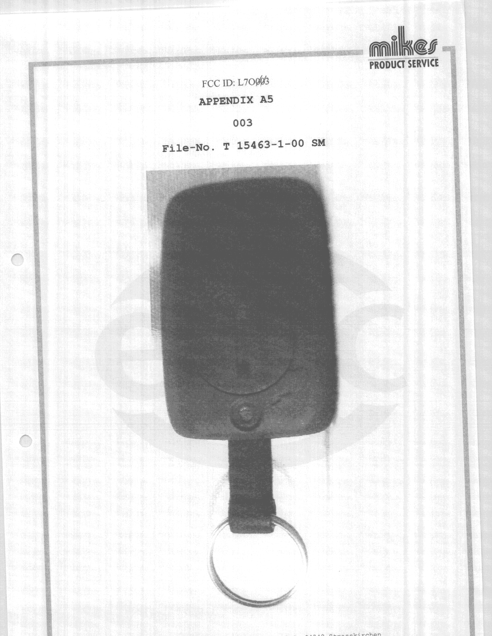 DSC - Part 15 Security/Remote Control Transmitter - FCC ID L7O003 - Stribel GmbH