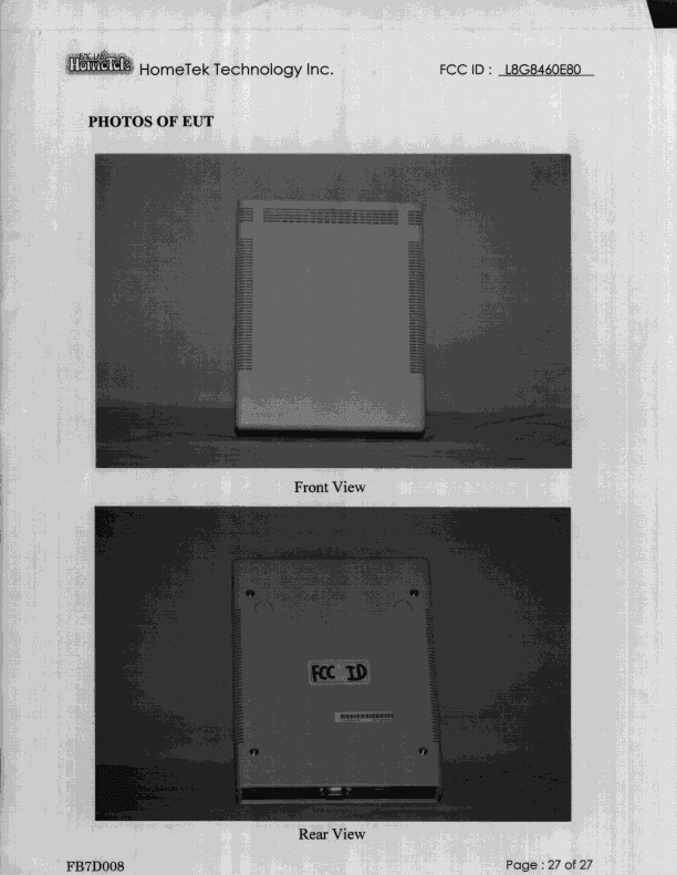 JBP - Part 15 Class B Computing Device Peripheral - FCC ID L8G8460E80 - Lantech Advance Corporation