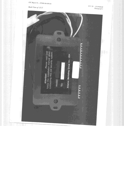 VS560 Vehicle Security Alarm - FCC ID LJL990602R - Lite On Automotive Corporation