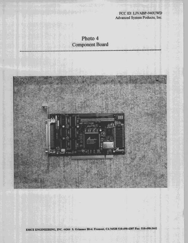 JBP - Part 15 Class B Computing Device Peripheral - FCC ID LJVABP-940UWD - Advanced System Products Inc