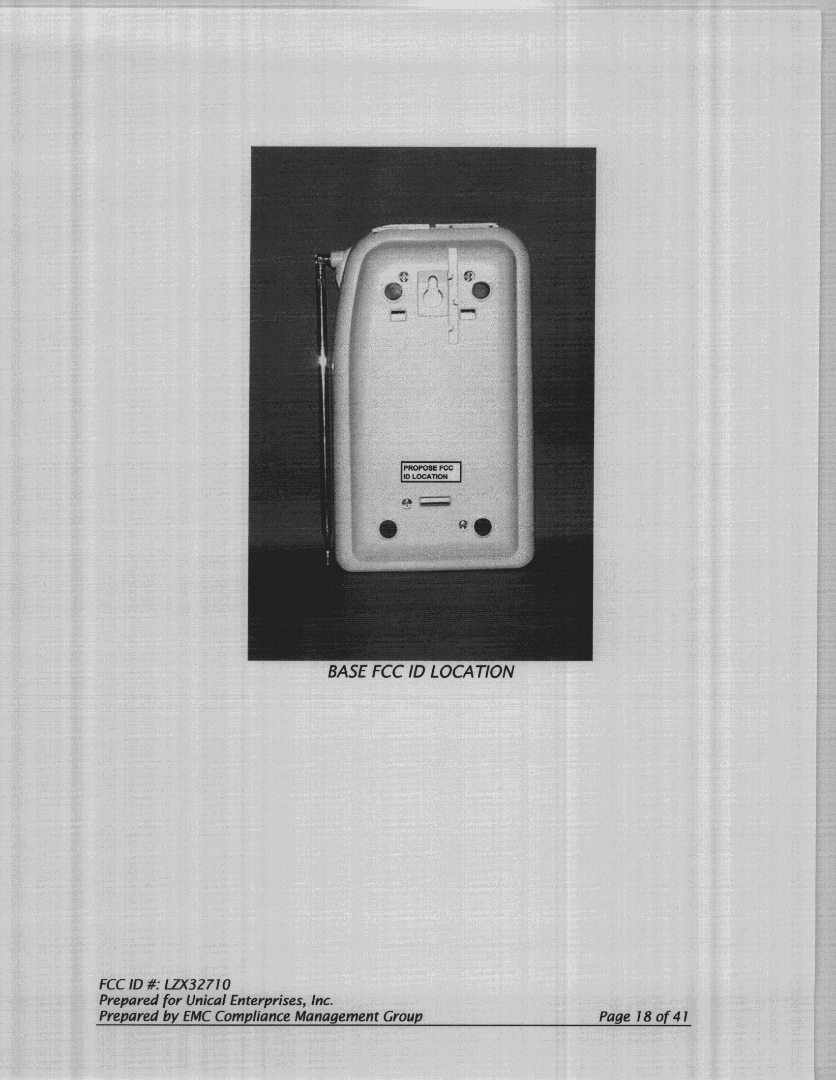 ETS - Part 15 Cordless Telephone System - FCC ID LZX32710 - Unical Enterprises Inc