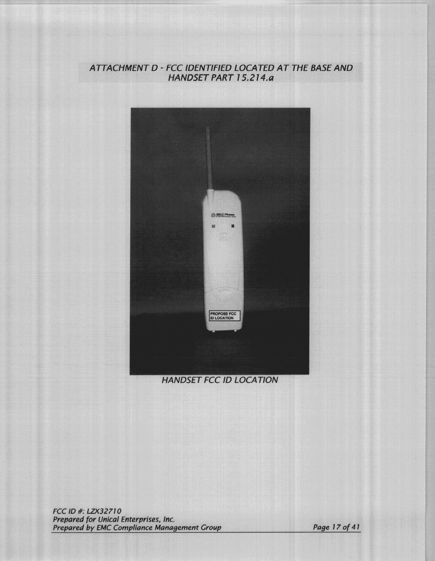 ETS - Part 15 Cordless Telephone System - FCC ID LZX32710 - Unical Enterprises Inc (4)