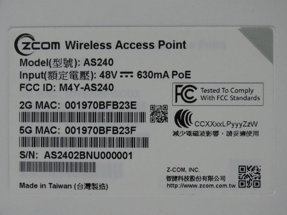 802.11ax Access Point - FCC ID M4Y-AS240 - Z Com Inc