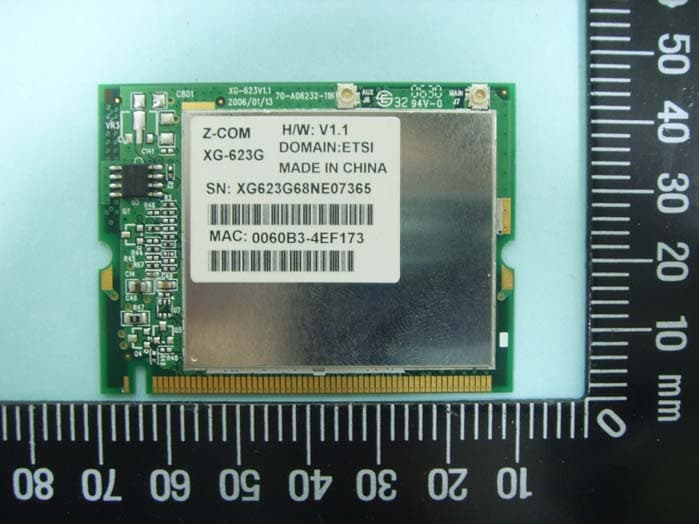 802.11b/g Wireless mini PCI module - FCC ID M4Y-XG-623G - Z Com Inc