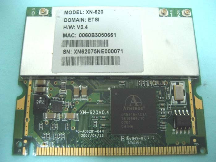 Draft 802.11n Wireless Mini-PCI Card - FCC ID M4Y-XN620V04 - Z Com Inc