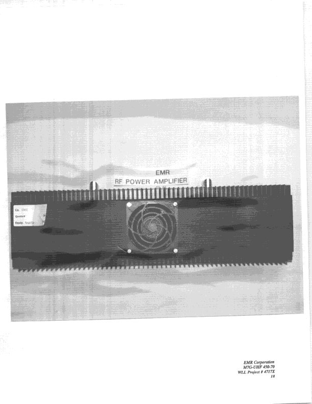 AMP - Amplifier - FCC ID M7G-UHF450-70 - EMR Corporation
