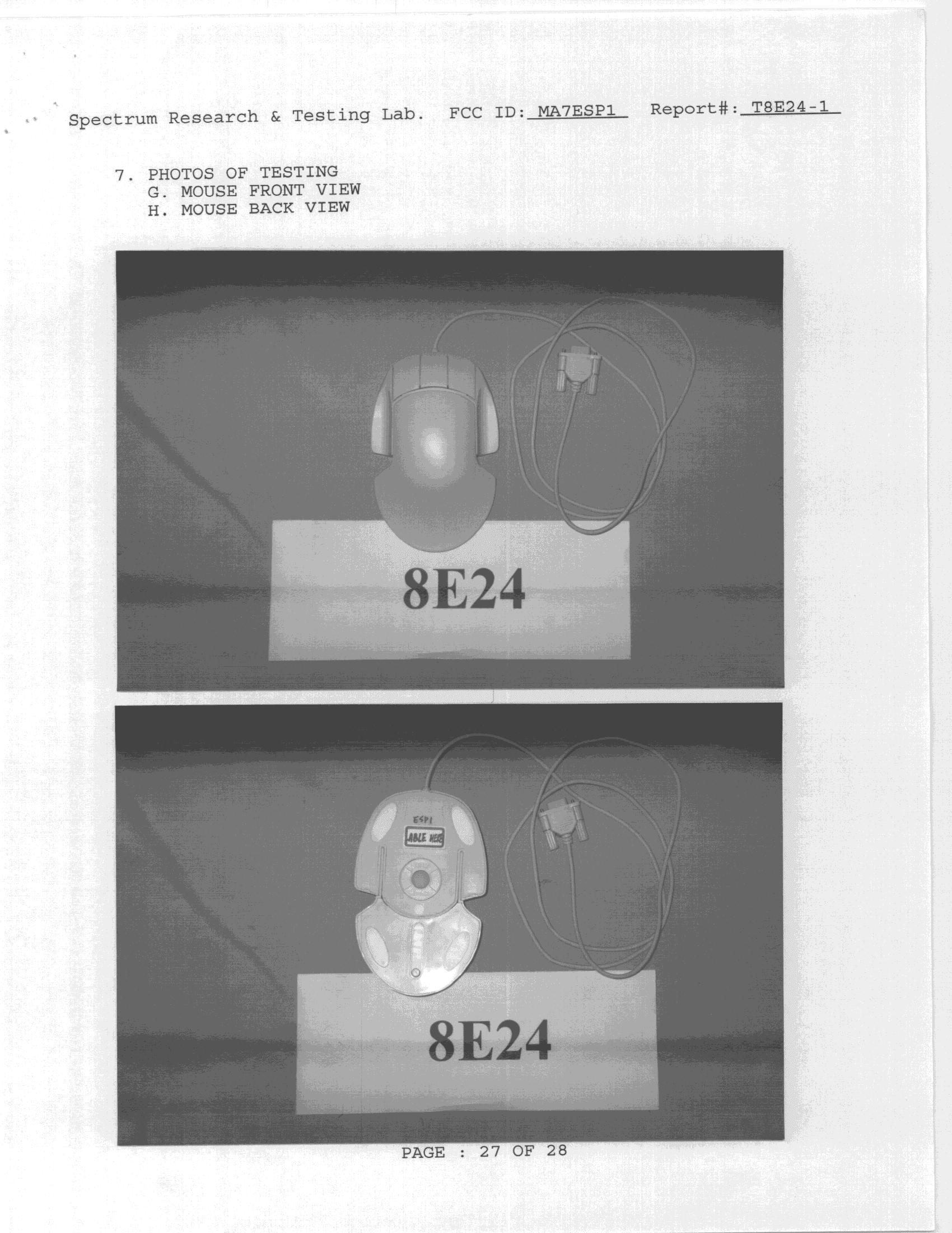 JBP - Part 15 Class B Computing Device Peripheral - FCC ID MA7ESP1 - Allspirit Co Ltd