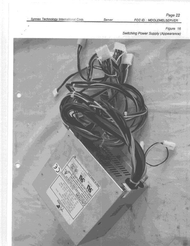 300 MHz Pentium II Computer - FCC ID MDOLEMELSERVER - Synnex Technology International Corp