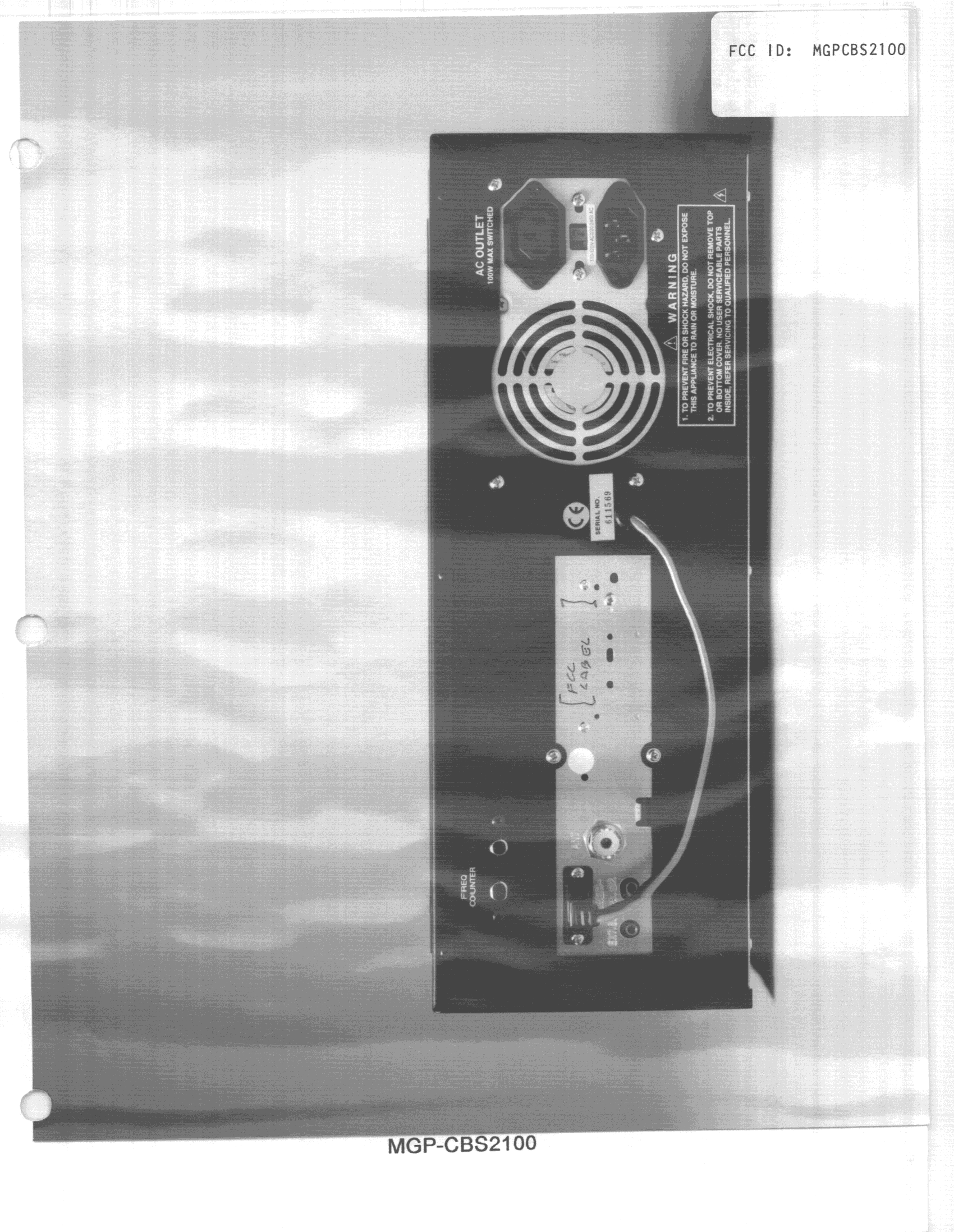 TNB - Licensed Non-Broadcast Station Transmitter - FCC ID MGPCBS2100 - Wireless Marketing Corporation