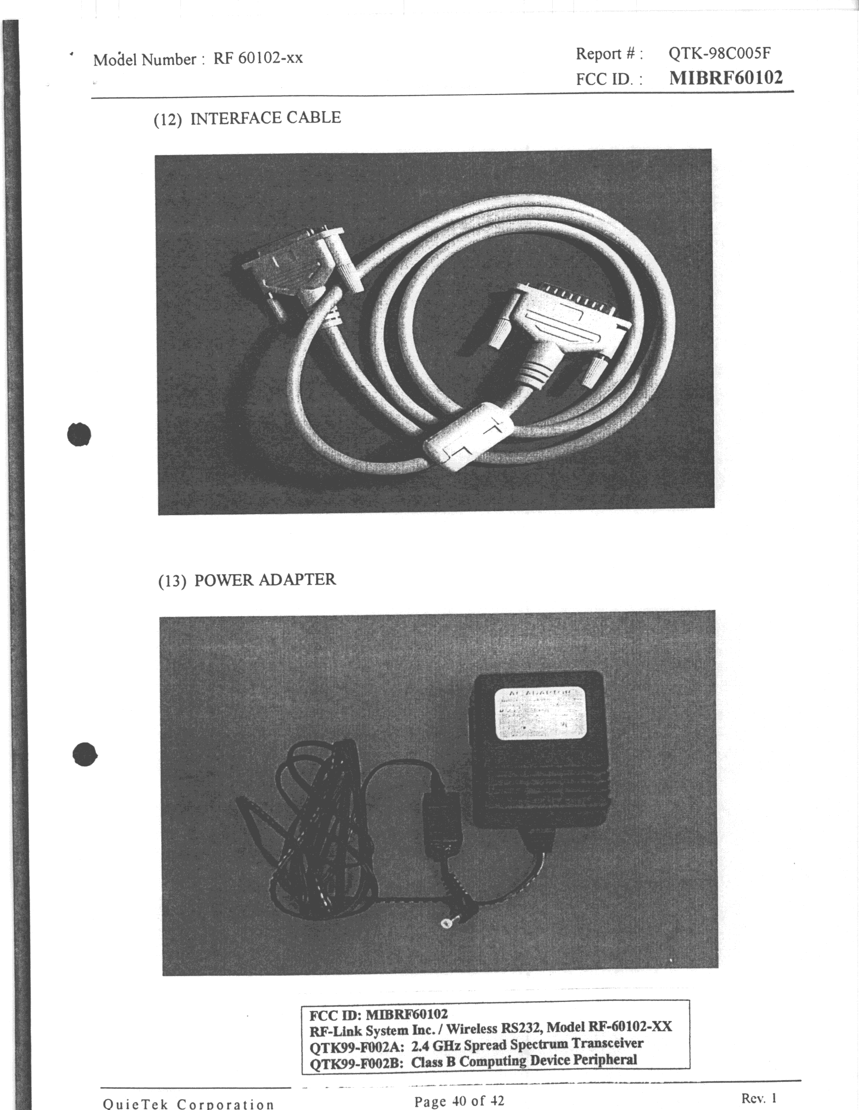 JBP - Part 15 Class B Computing Device Peripheral - FCC ID MIBRF60102 - RF Link Systems Inc (2)