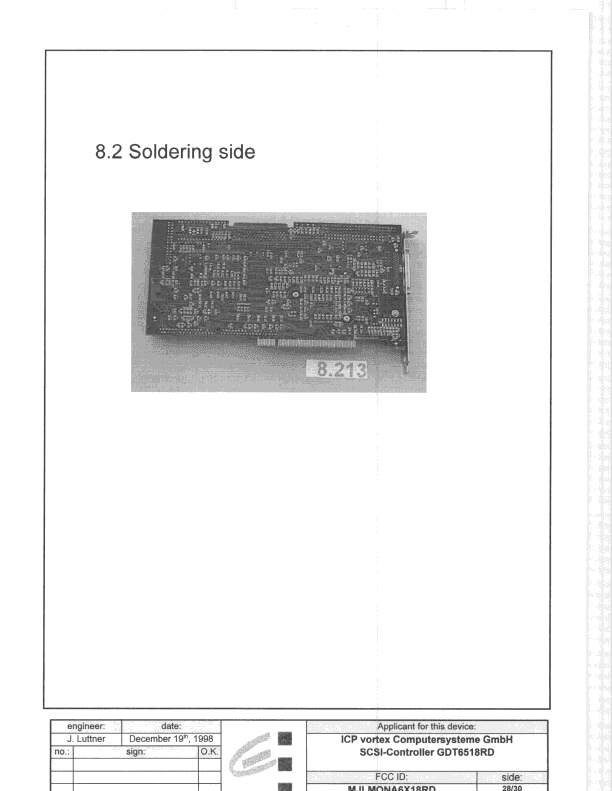 JBP - Part 15 Class B Computing Device Peripheral - FCC ID MJLMONA6X18RD - ICP Vortex Computersysteme GmbH