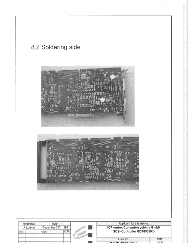 JBP - Part 15 Class B Computing Device Peripheral - FCC ID MJLMONA6X38RD - ICP Vortex Computersysteme GmbH