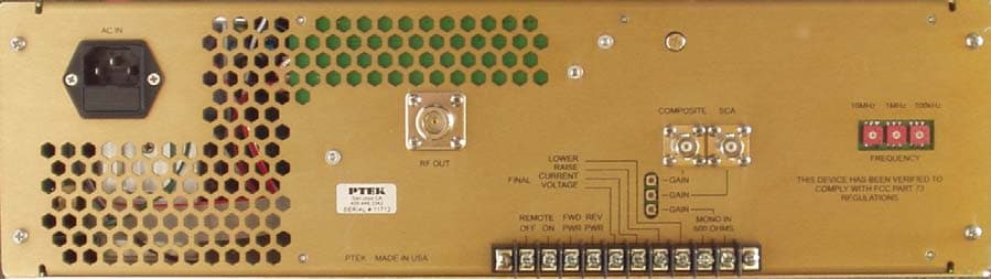 Broadcast FM Exciters - FCC ID ML9FM250E - Ptek