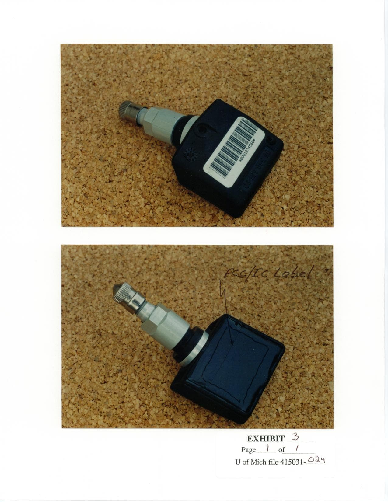 Remote Tire Pressure Transmitter - FCC ID MRXTG224AM01 - Schrader Electronics