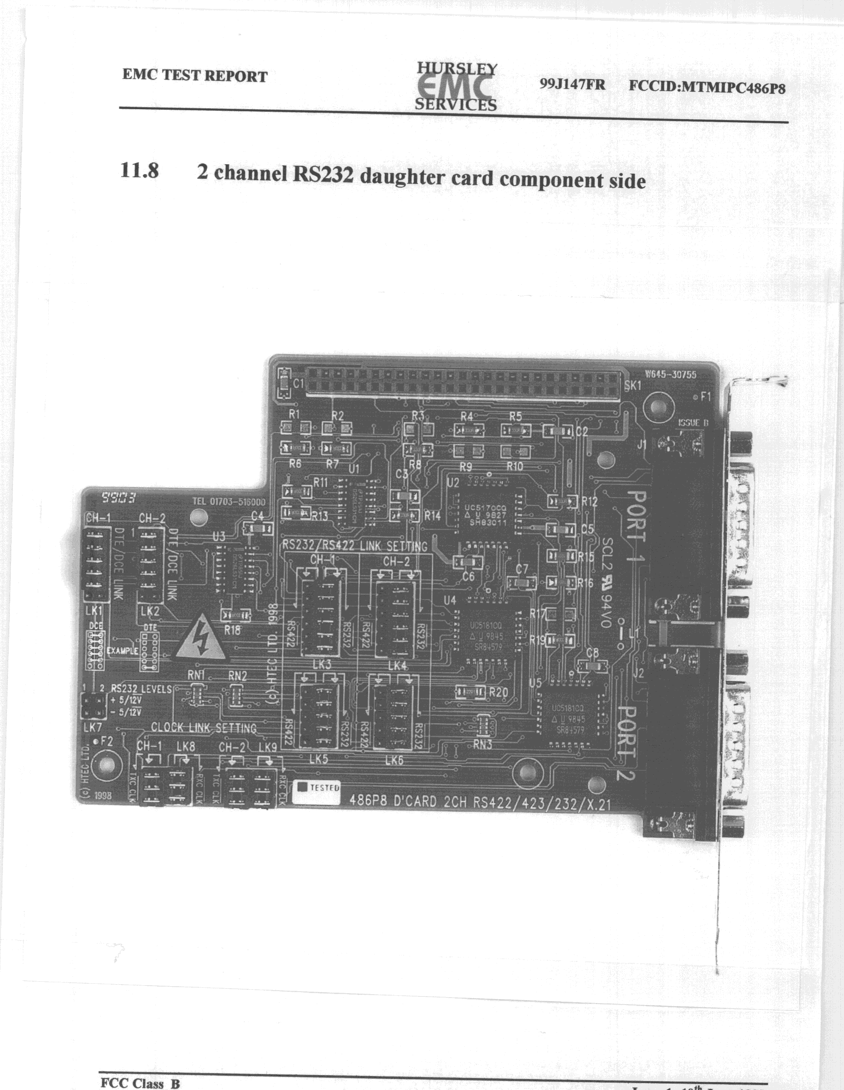 iPC486P8 Internal PC Board - FCC ID MTMIPC486P8 - HTEC Ltd