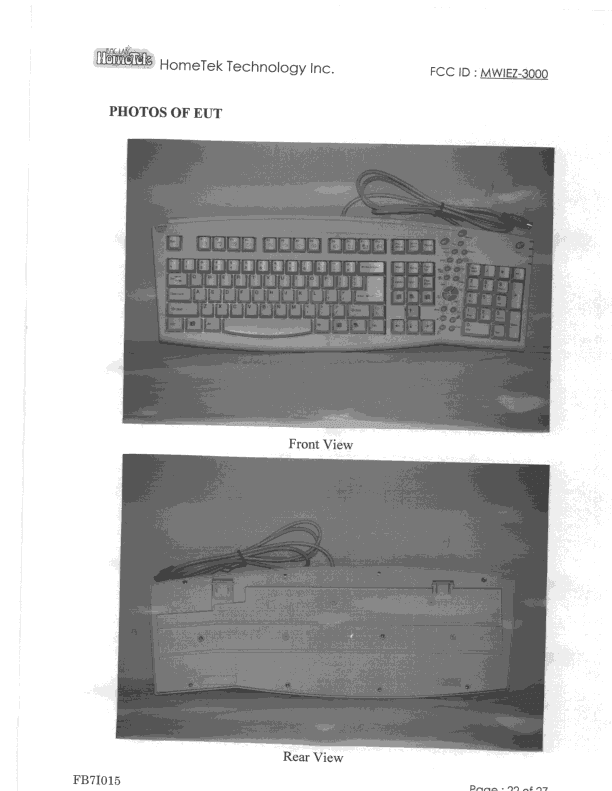 Keyboard - FCC ID MWIEZ-3000 - Ezkey Corp.