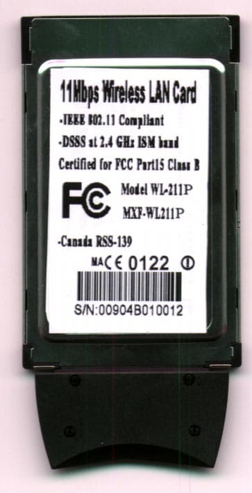 WLAN PCMCIA Card - FCC ID MXF-WL211P - Gemtek Technology Co., Ltd.