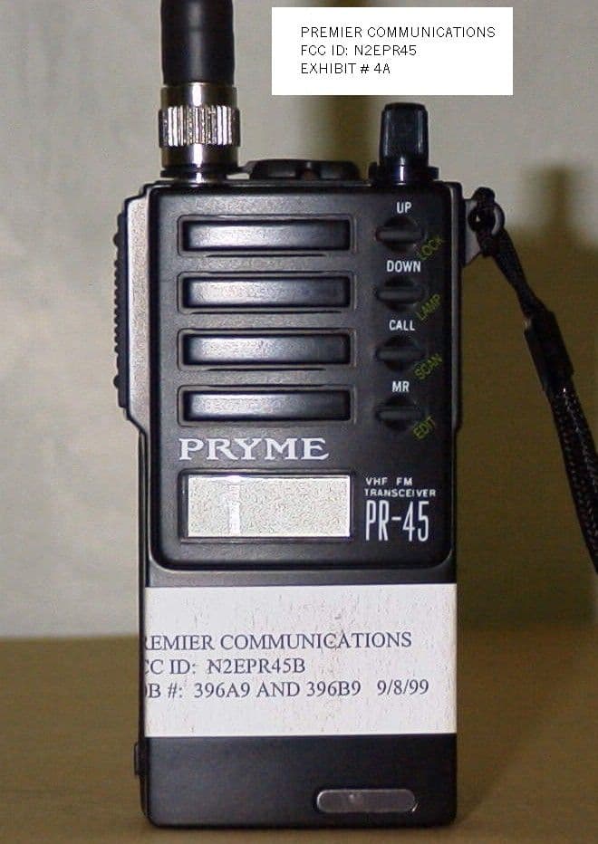 Two Way Radio Transceiver - FCC ID N2EPR45 - Premier Communications Corp.
