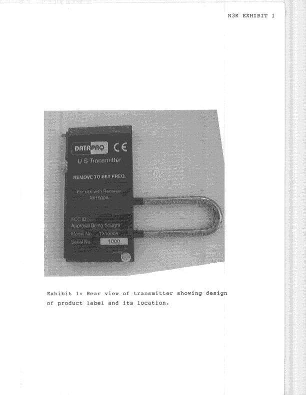 TNB - Licensed Non-Broadcast Station Transmitter - FCC ID N3KTX1000A - Datapaq Incorporated (3)