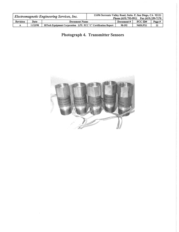 Utility Consumption Transmitter - FCC ID N6DLPX1 - HiTech Equipment Corporation (1)