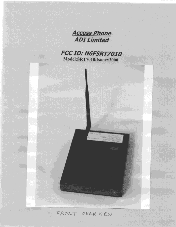 TNB - Licensed Non-Broadcast Station Transmitter - FCC ID N6FSRT7010 - ADI Limited, Systems Group