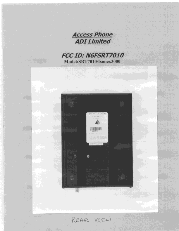 TNB - Licensed Non-Broadcast Station Transmitter - FCC ID N6FSRT7010 - ADI Limited, Systems Group (3)