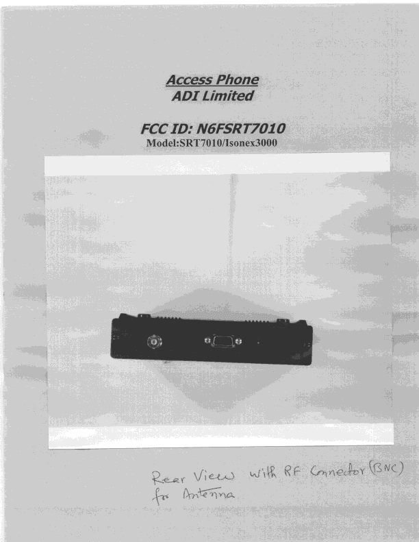TNB - Licensed Non-Broadcast Station Transmitter - FCC ID N6FSRT7010 - ADI Limited, Systems Group (2)
