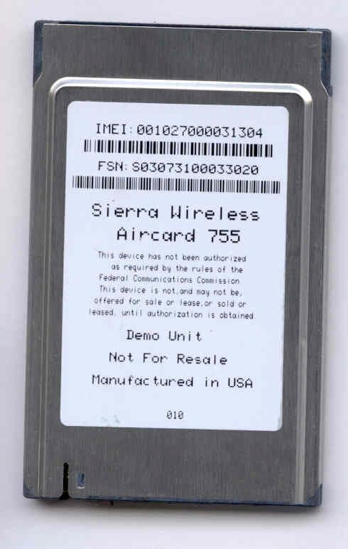 Tri-Band GSM/GPRS PC Card - FCC ID N7NAC755 - Sierra Wireless, ULC