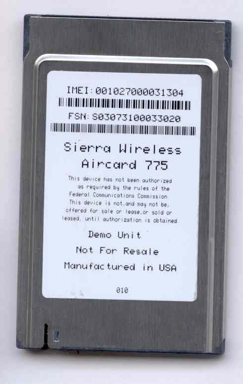 Quadband GSM/GPRS/EDGE PC Card - FCC ID N7NAC775 - Sierra Wireless, ULC