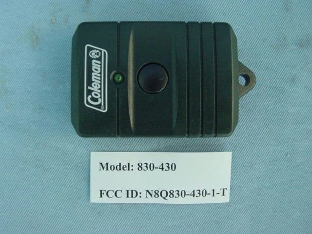 Remote Control Tent Light - FCC ID N8Q830-430-1-T - The Coleman Company Inc.