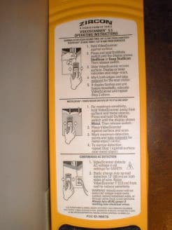 VideoScanner Stud finder - FCC ID N94TS - Zircon Corporation