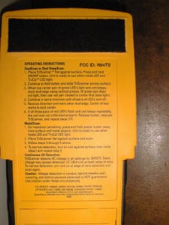 Triscanner stud finder - FCC ID N94TS1 - Zircon Corporation