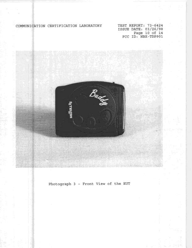 Pager - FCC ID NBX-TDP901 - Diva Telecom Inc