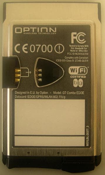 PCMCIA card for EDGE/GPRS/GSM/WLAN - FCC ID NCMOGLEW - Option (Crescent NV) (3)