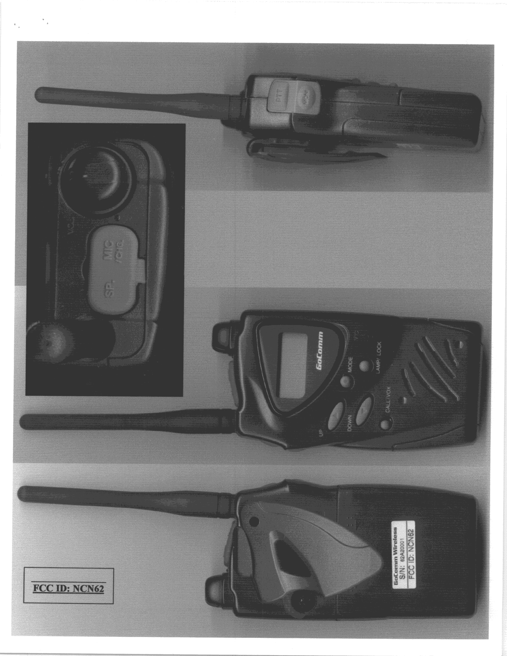 FRF - Part 95 Family Radio Face Held Transmitter - FCC ID NCN62 - Pagerola Company