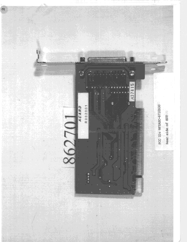 JBP - Part 15 Class B Computing Device Peripheral - FCC ID NFZAEC-6710D30 - Acard Technology Corp