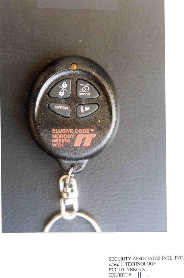 Automobile Security Transmitter - FCC ID NNK6TX - Security Associates International Inc