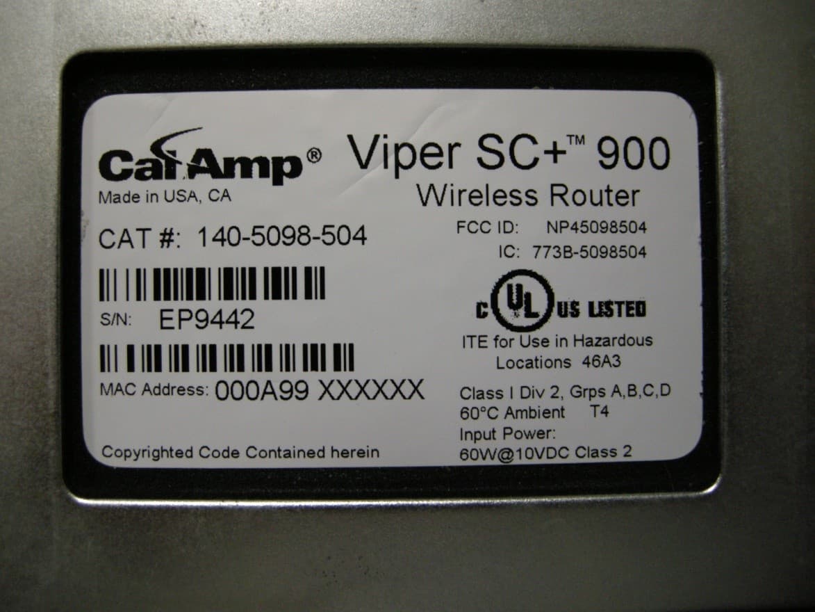 Viper SC+ 928-960 MHz - FCC ID NP45098504 - CalAmp Wireless Networks Corporation
