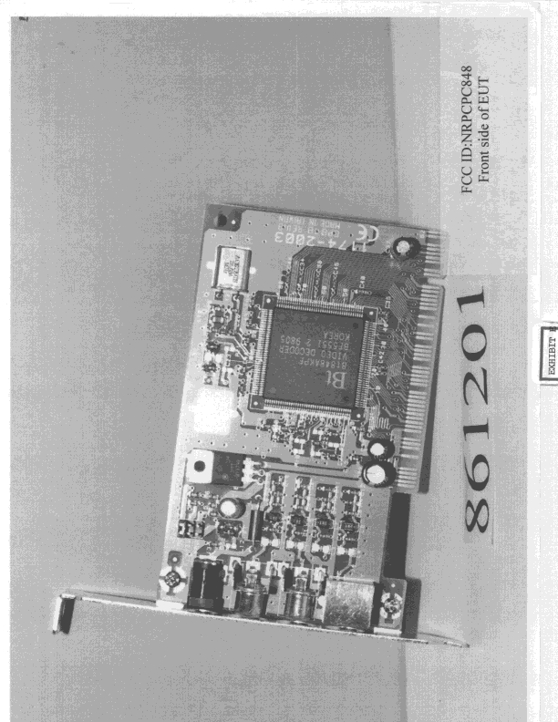 JBP - Part 15 Class B Computing Device Peripheral - FCC ID NRPCPC848 - 3Cam Technology Inc