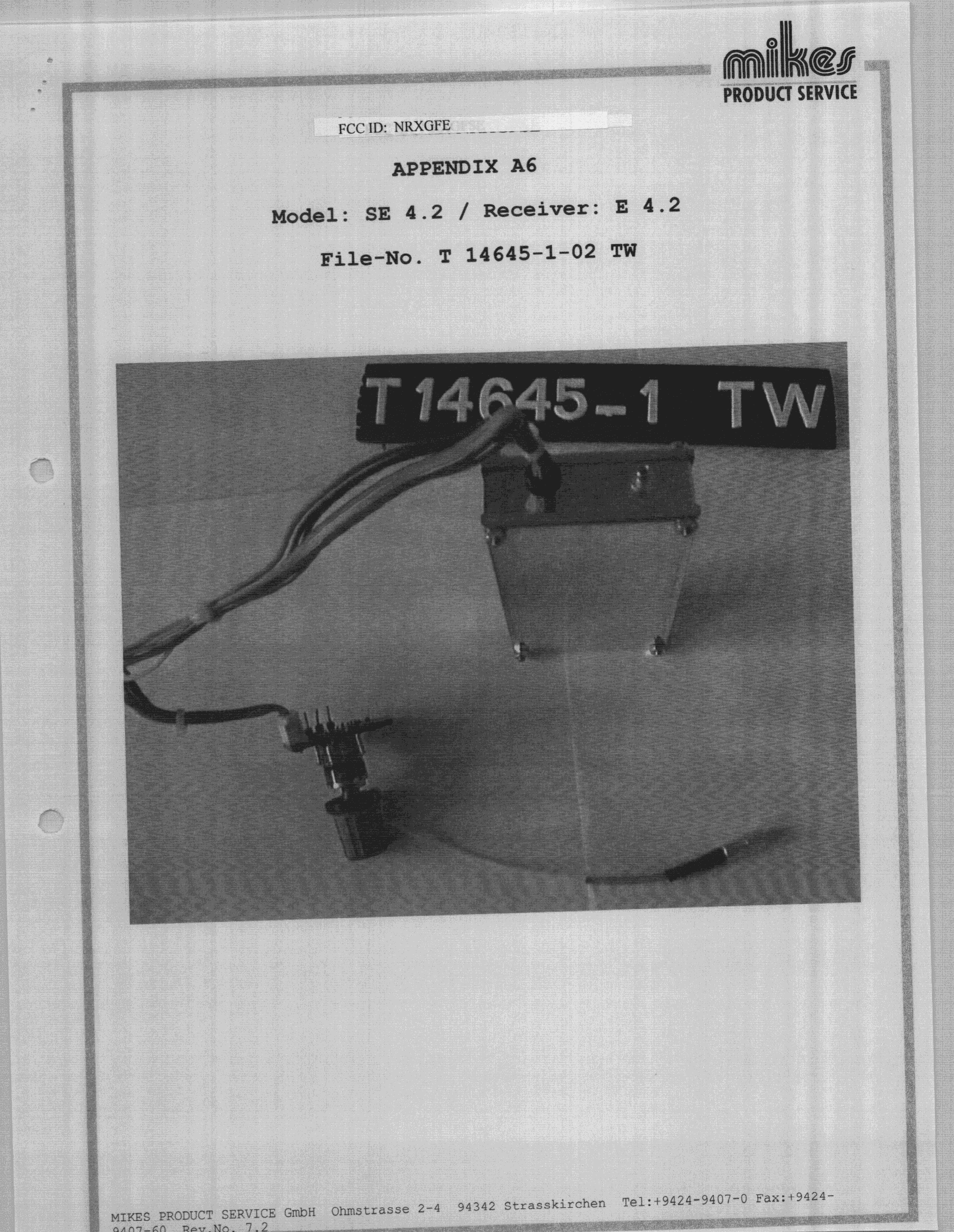 CYY - Communications Receiver used w/Pt 15 Transmitter - FCC ID NRXGFE - Gross Funk GmbH (2)