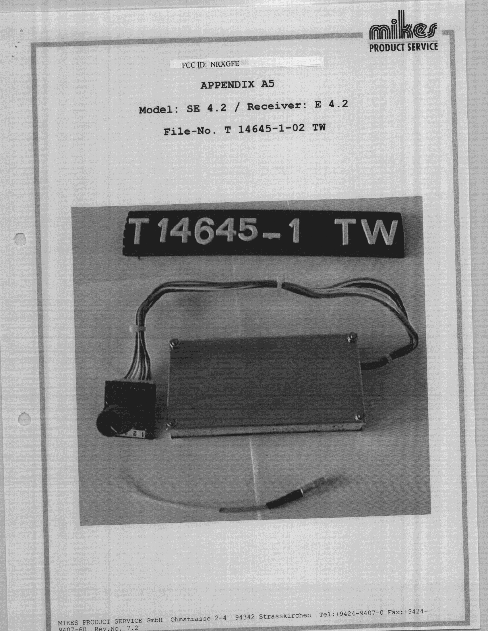 CYY - Communications Receiver used w/Pt 15 Transmitter - FCC ID NRXGFE - Gross Funk GmbH (1)
